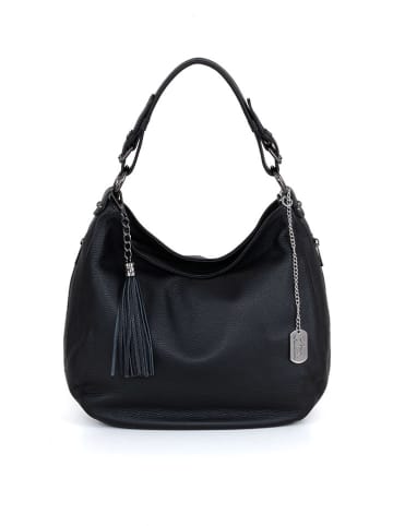 Anna Morellini Leder-Schultertasche "Paolanna" in Schwarz - (B)34 x (H)32 x (T)14 cm