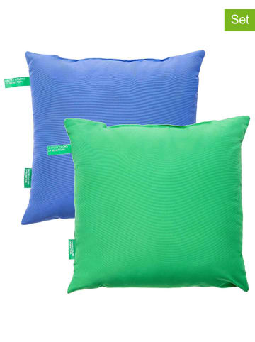 Benetton 2er-Set: Kissen in Blau/ Grün - (L)45 x (B)45 cm