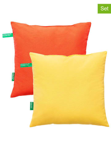 Benetton 2er-Set: Kissen in Rot/ Gelb
