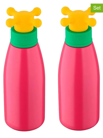 Benetton 2-delige set: drinkflessen roze/geel - 500 ml