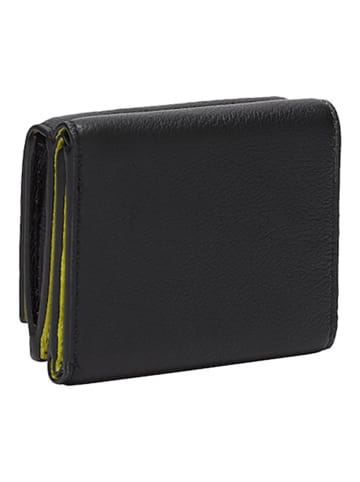 LIEBESKIND BERLIN Leder-Geldbörse in Schwarz/ Gelb - (B)10 x (H)8 x (T)3 cm