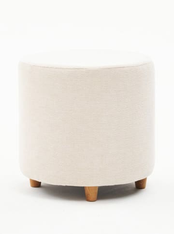 Scandinavia Concept Hocker "Mario Gabbana" in Creme - (H)40 x Ø 40 cm