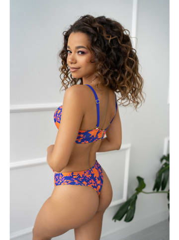 Kris Line Bikini-Oberteil "Rodos" in Blau/ Orange