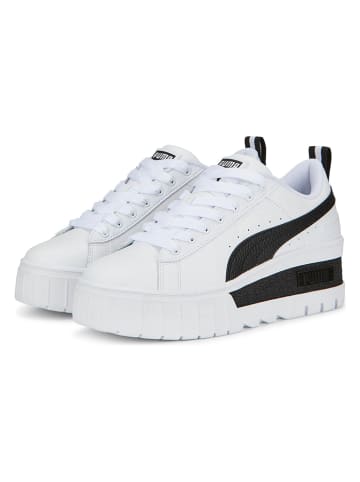 Puma Skórzane sneakersy "Mayze Wedge" w kolorze biało-czarnym