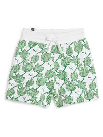 Puma Sweatshort "ESS+ Blossom 5`" wit/groen