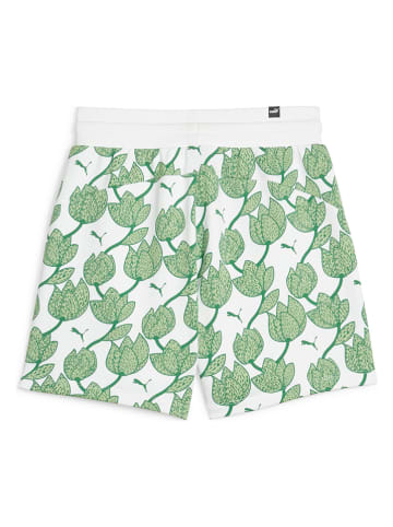 Puma Sweatshort "ESS+ Blossom 5`" wit/groen