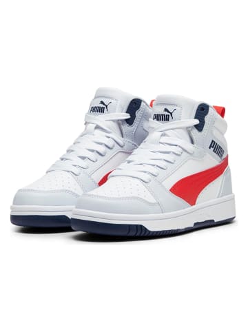 Puma Sneakers "Rebound V6 Mid Jr" in Weiß/ Rot/ Dunkelblau