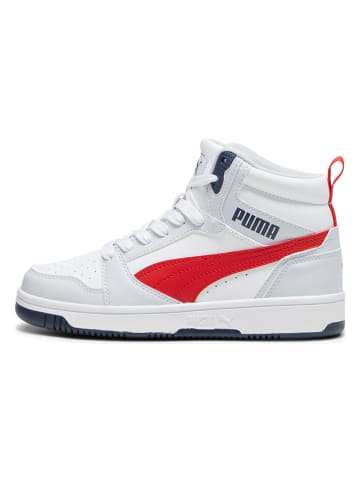 Puma Sneakers "Rebound V6 Mid Jr" in Weiß/ Rot/ Dunkelblau