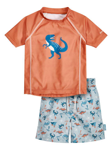 Playshoes 2tlg. Badeoutfit "Dino" in Orange/ Blau