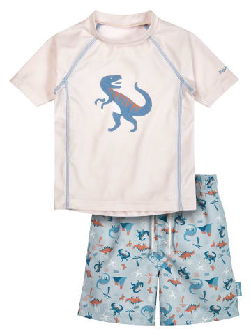 Playshoes 2-delige zwemoutfit "Dino" crème/blauw