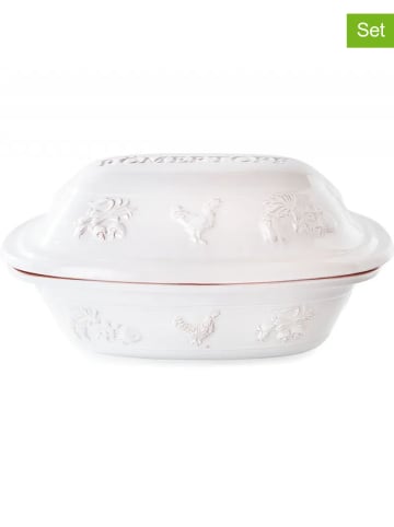 Römertopf 2tlg. Set: Bräter "Rustico" in Weiß - 5 l