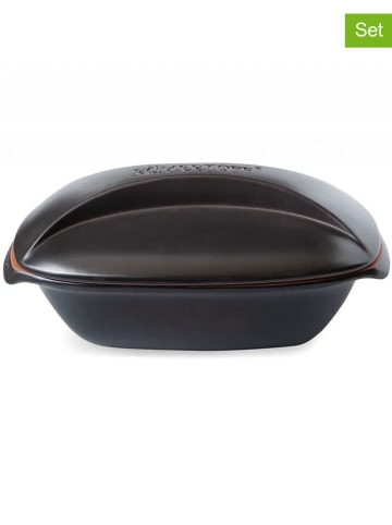 Römertopf 2-delige set: braadsledes "Culinario" zwart - 3 l