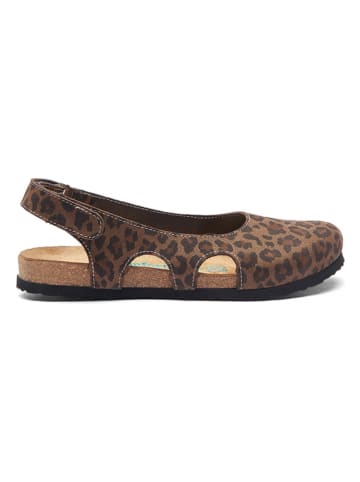 Comfortfusse Leder-Ballerinas in Hellbraun