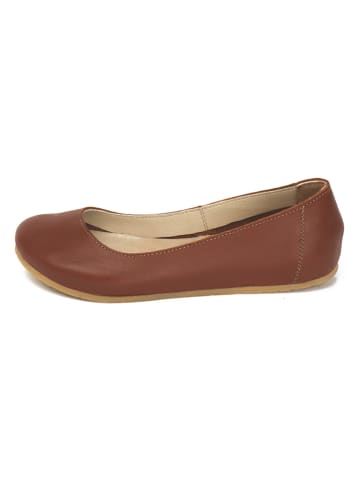 Comfortfusse  Leder-Ballerinas in Hellbraun
