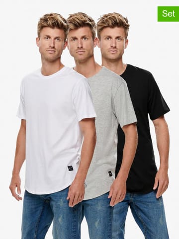 ONLY & SONS 3-delige set: shirts zwart/grijs/wit