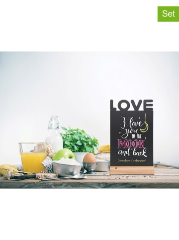 Securit 3-delige set: tafelschoolbord "Love" met houten voet en krijtstift - (B)21 cm