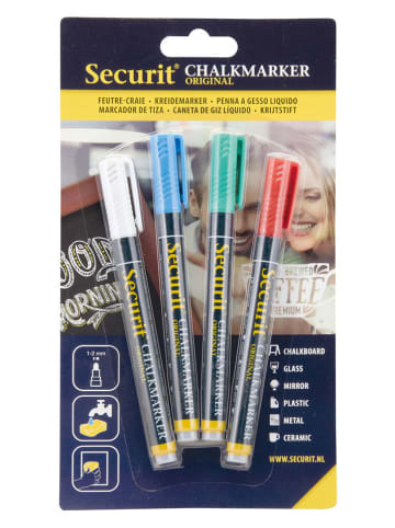 Securit Vloeibare krijtstiften "Secure®" meerkleurig - 4 stuks