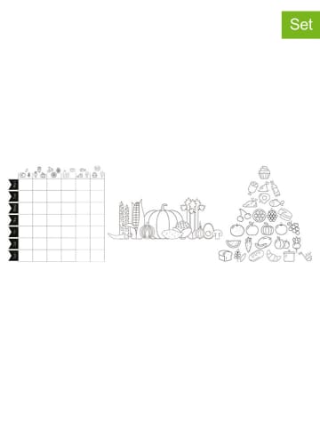 Securit 3-delige set: raamsjablonen "Food Chart" en krijtstiften - (B)42 x (H)59,4 cm