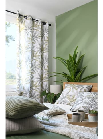STOF France Kussen "Debra" wit/kaki - (L)55 x (B)55 cm