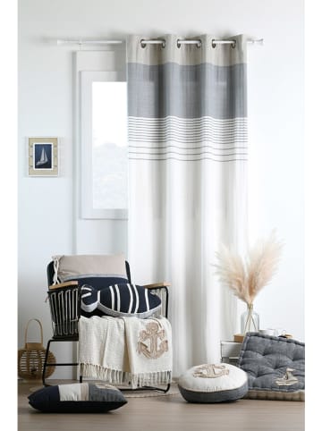 STOF France Ösengardine "Escale" in Grau/ Weiß/ Beige - (L)260 x (B)140 cm