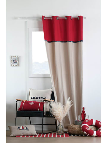 STOF France Ösengardine "Fregate" in Beige/ Rot - (L)260 x (B)140 cm