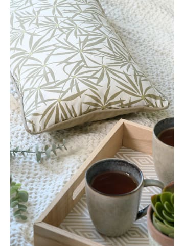 STOF France Kissen "Phineas" in Khaki/ Weiß - (L)30 x (B)50 cm