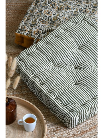 STOF France Vloerkussen "Soleia" groen/wit - (L)40 x (B)40 cm