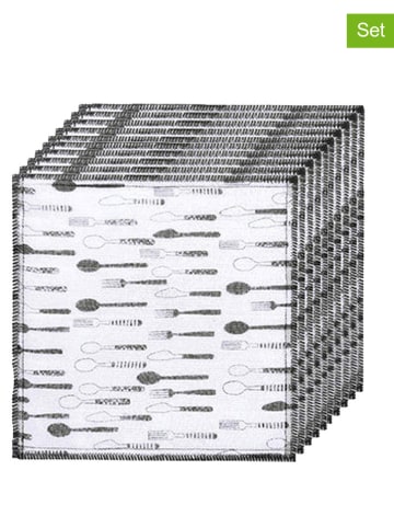 Joybos 10er-Set: Spültücher in Schwarz/ Weiß - (L)30 x (B)30 cm