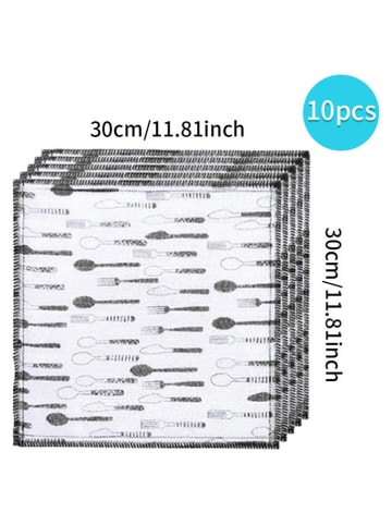 Joybos 10-delige set: vaatdoeken zwart/wit - (L)30 x (B)30 cm