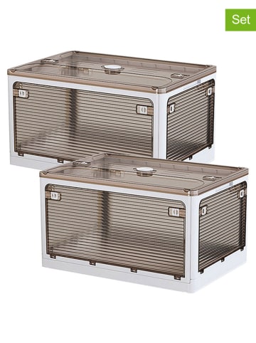 Joybos 2er-Set: Aufbewahrungskisten in Braun/ Weiß - (B)41 X (H)29 X (T)24 CM