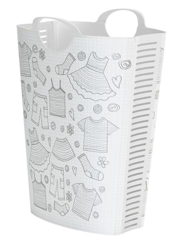 Joybos Wäschesammler in Weiß/ Schwarz/ Hellblau - (B)45,5 x (H)65 x (T)37 cm