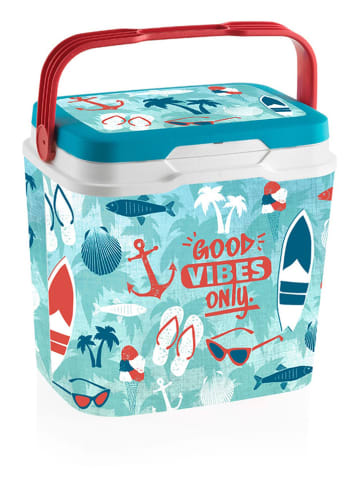 Joybos Kühlbox in Hellblau/ Rot - 29 l