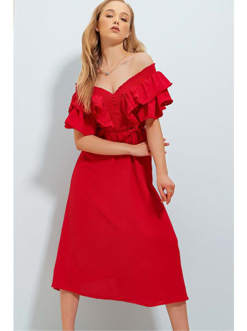 Trend Alacati Kleid "Trend Alaçat Stili" in Rot
