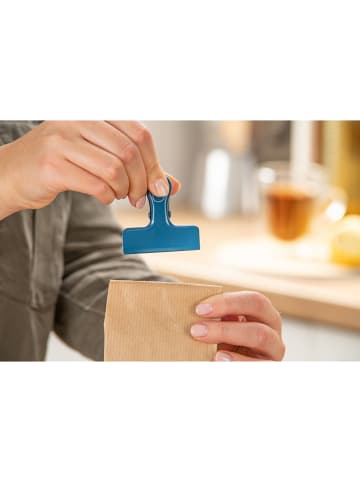 Fackelmann Edelstahl-Tütenclips "Balance" in Blau/ Silber - 4 Stück