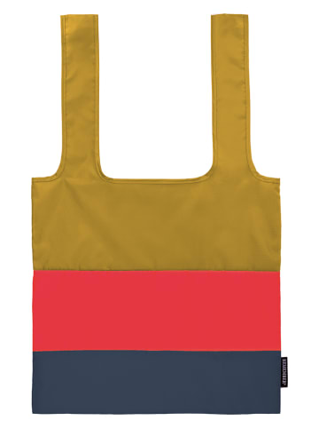 Remember Boodschappentas "Bea" lichtbruin/rood/donkerblauw - (B)42,4 x (H)69 cm