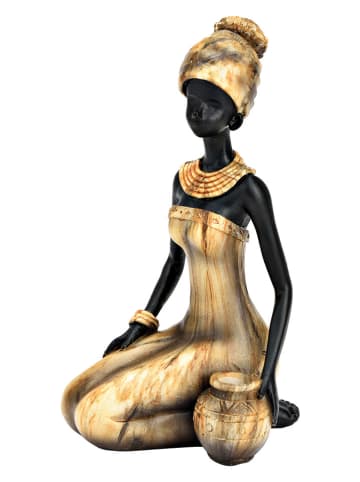 G. Wurm Decoratief figuur "African woman" lichtbruin - (B)10 x (H)18 x (D)10 cm