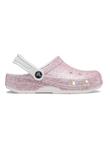 Crocs Chodaki "Classic Glitter" w kolorze jasnoróżowo-białym