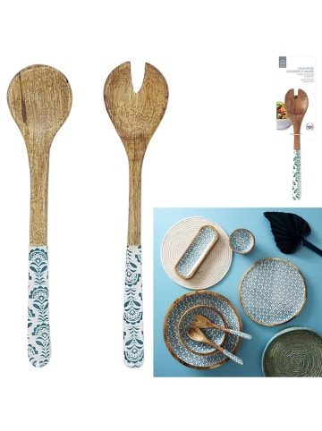 every ware Sztućce w kolorze jasnobrązowo-błękitnym do sałatki - dł. 22,5 cm