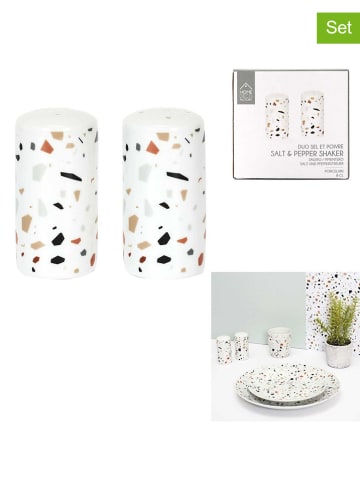 every ware 2-częściowy zestaw w kolorze białym ze wzorem - wys. 8,5 x Ø 4 cm