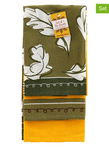 SiL Interiors 3er-Set: Geschirrtücher "Bloomsbury" in Grün/ Gelb - (L)65 x (B)45 cm