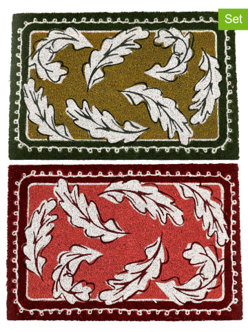 SiL Interiors 2-delige set: deurmatten "Bloomsburry" groen/rood - (L)40 x (B)60 cm