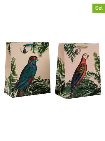 SiL Interiors 2-delige set: geschenktasjes "Palm" meerkleurig - (B)26 x (H)33 cm