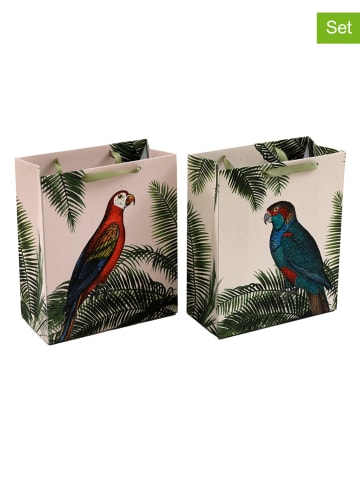 SiL Interiors Torebki prezentowe (2 szt.) "Palm" ze wzorem - 19 x 23 x 9 cm