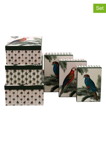 SiL Interiors 6-delige set: geschenkboxen "Palm" groen/crème
