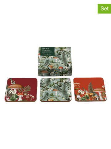 SiL Interiors 6er-Set: Untersetzter "Mushroom" in Grün/ Rot - (L)10 x (B)10 cm