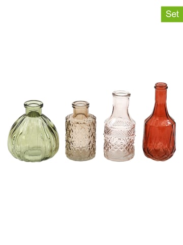 SiL Interiors 4-delige set: vazen "Mushroom" groen/beige/rood/lichtroze