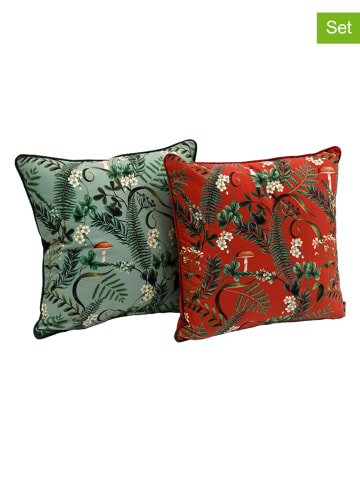 SiL Interiors 2er-Set: Kissen "Mushroom" in GrÃ¼n/ Rot - (L)45 x (B)45 cm