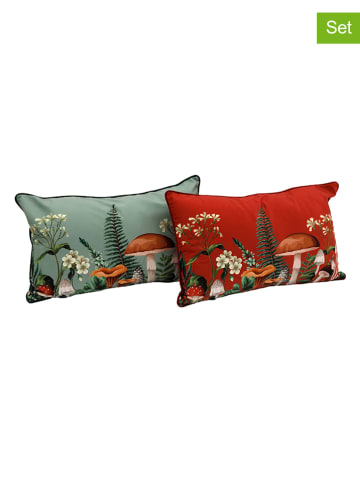 SiL Interiors 2er-Set: Kissen "Mushroom" in Grün/ Rot - (L)30 x (B)50 cm