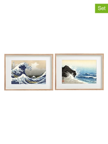 SiL Interiors 2-delige set: ingelijste kunstdrukken "Waves" - (L)30 x (B)40 cm