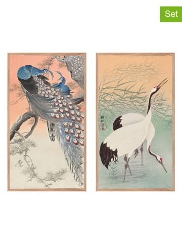 SiL Interiors 2-delige set: ingelijste kunstdrukken "Birds" - (L)45 x (B)25 cm